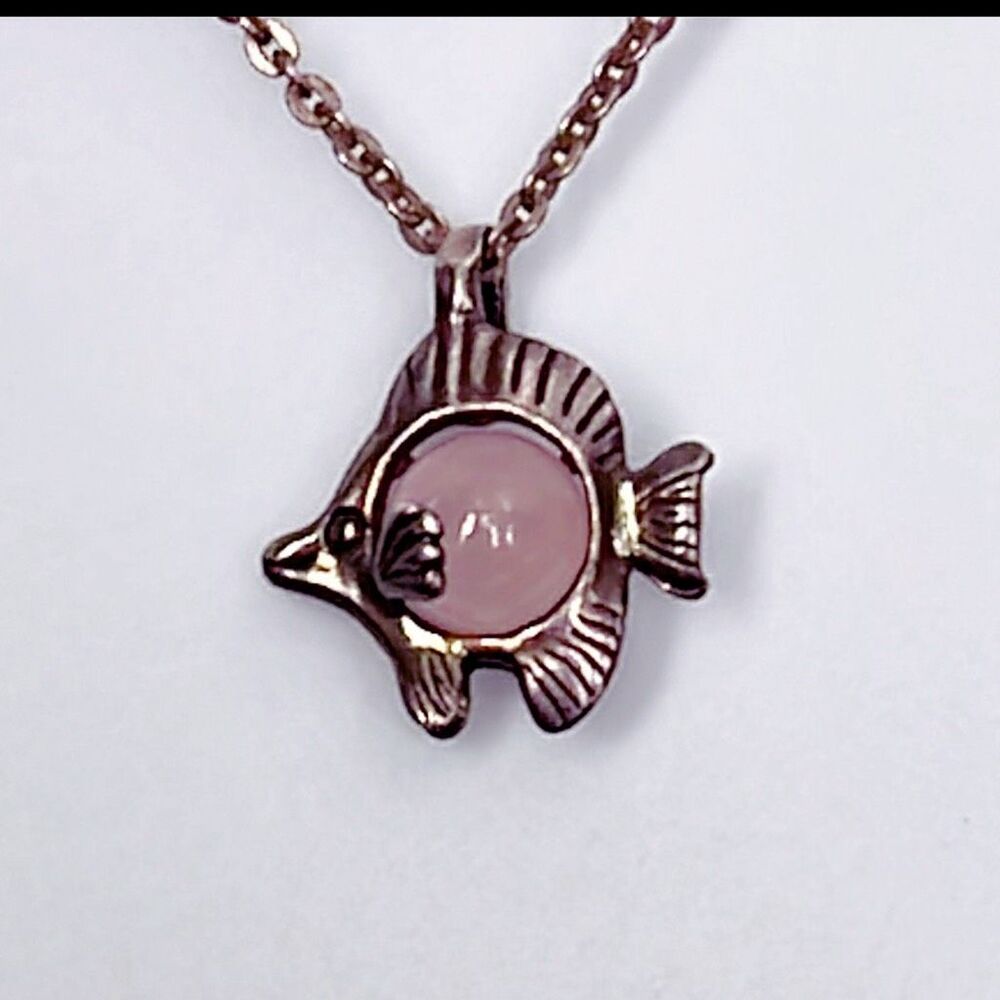 Native American sterling silver  rose quartz artist signed pendant necklace.
